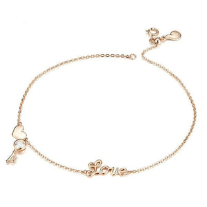 Key Heart Silver Anklet