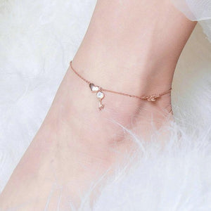 Key Heart Silver Anklet