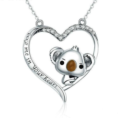 Koala in Heart Pendant Necklace